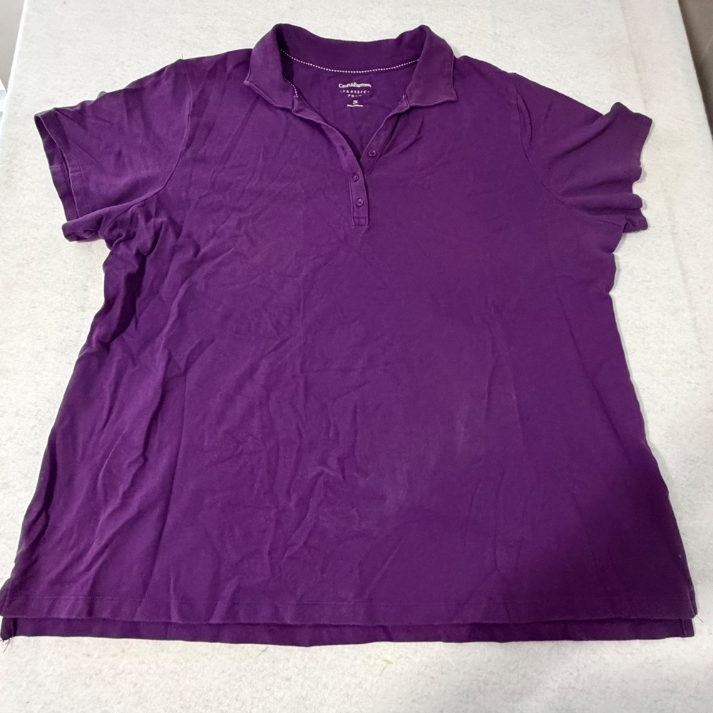 Croft & Barrow Womens 2X Purple Classic Polo Shirt Short Sleeve Stretch Cotton